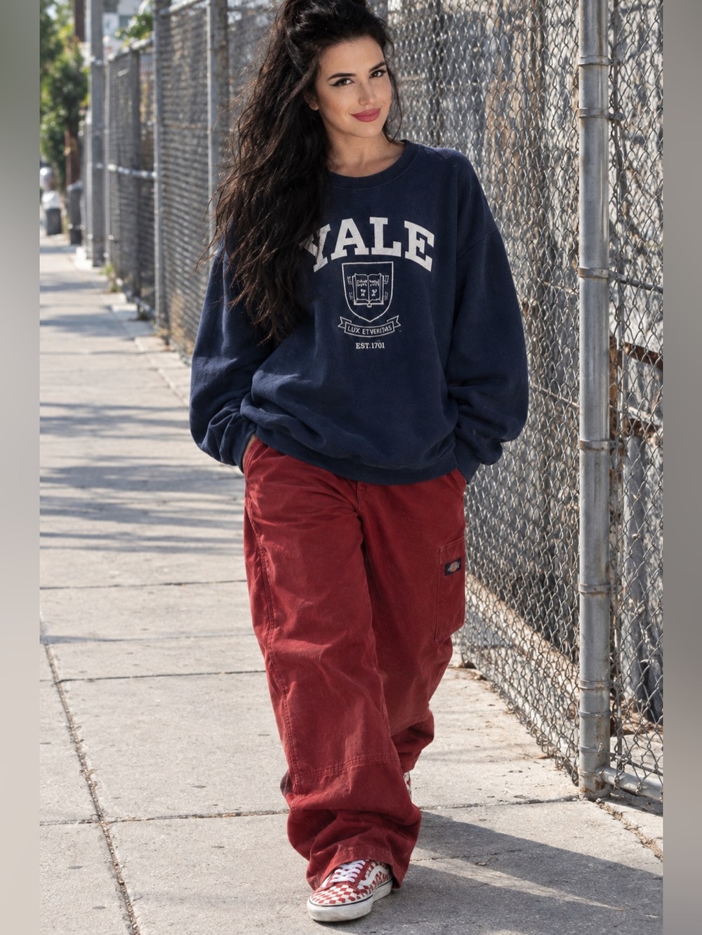 Y2K Dark Academia Yale Crewneck Sweatshirt Large L Boxy XL